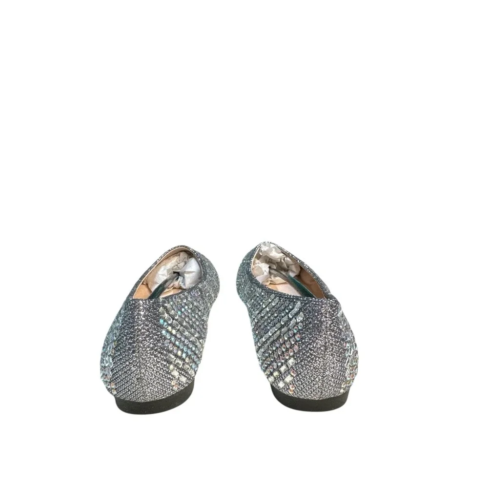Lauren Lorraine Brenda-K Flats Pewter Crystal Rhinestone Girls Kids‎ Size 11.5